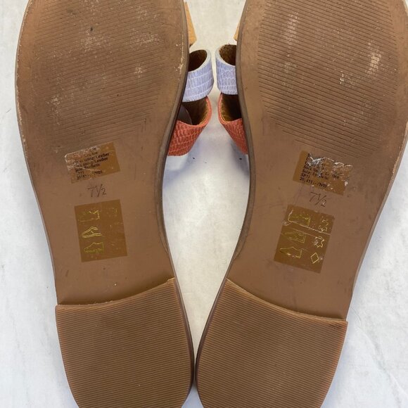 Madewell Slide Flat Sandal Embossed Leather Triple Straps Size 7.5,Comfort - Picture 11 of 12